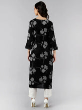 Women Black Floral Kurtas
